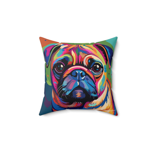 Abstract Pug Square Pillow