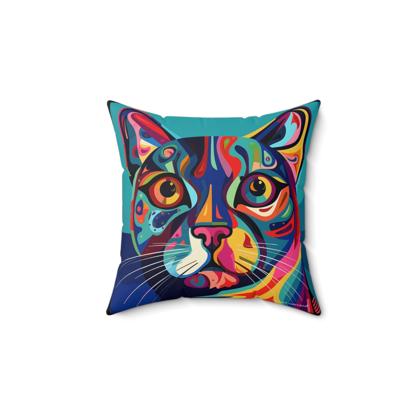 Abstract Kitty Square Pillow