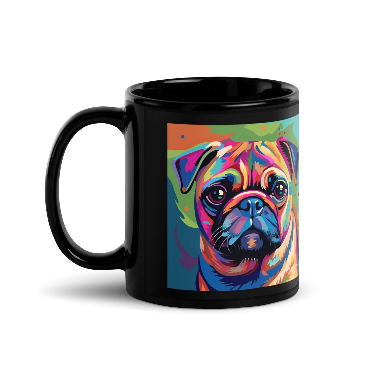 Pug Black Glossy Mug