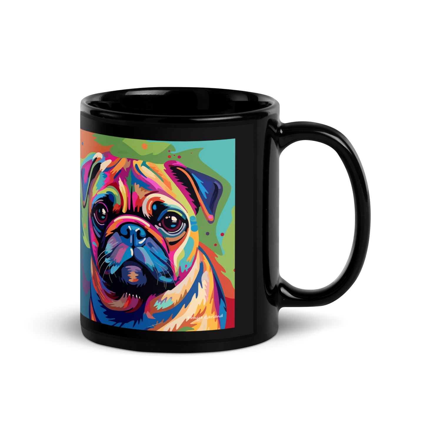 Pug Black Glossy Mug