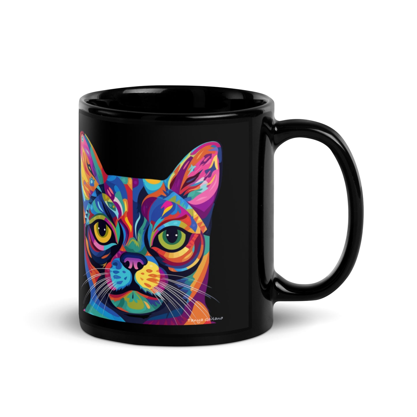 Cat Black Glossy Mug