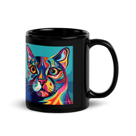 Abstract Kitty Black Glossy Mug