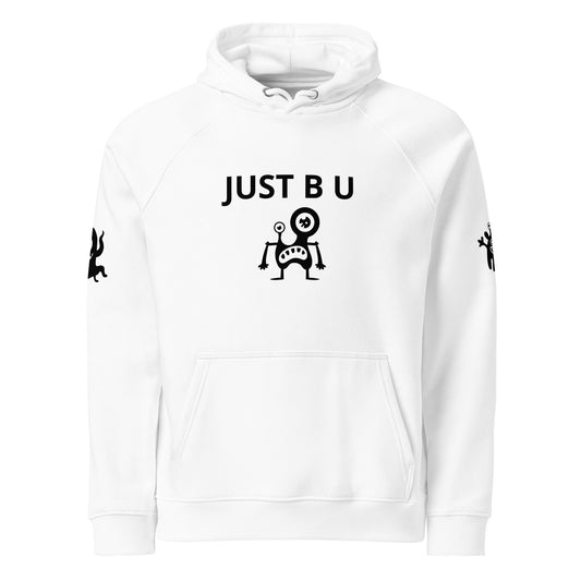 Just B U White Unisex eco raglan hoodie