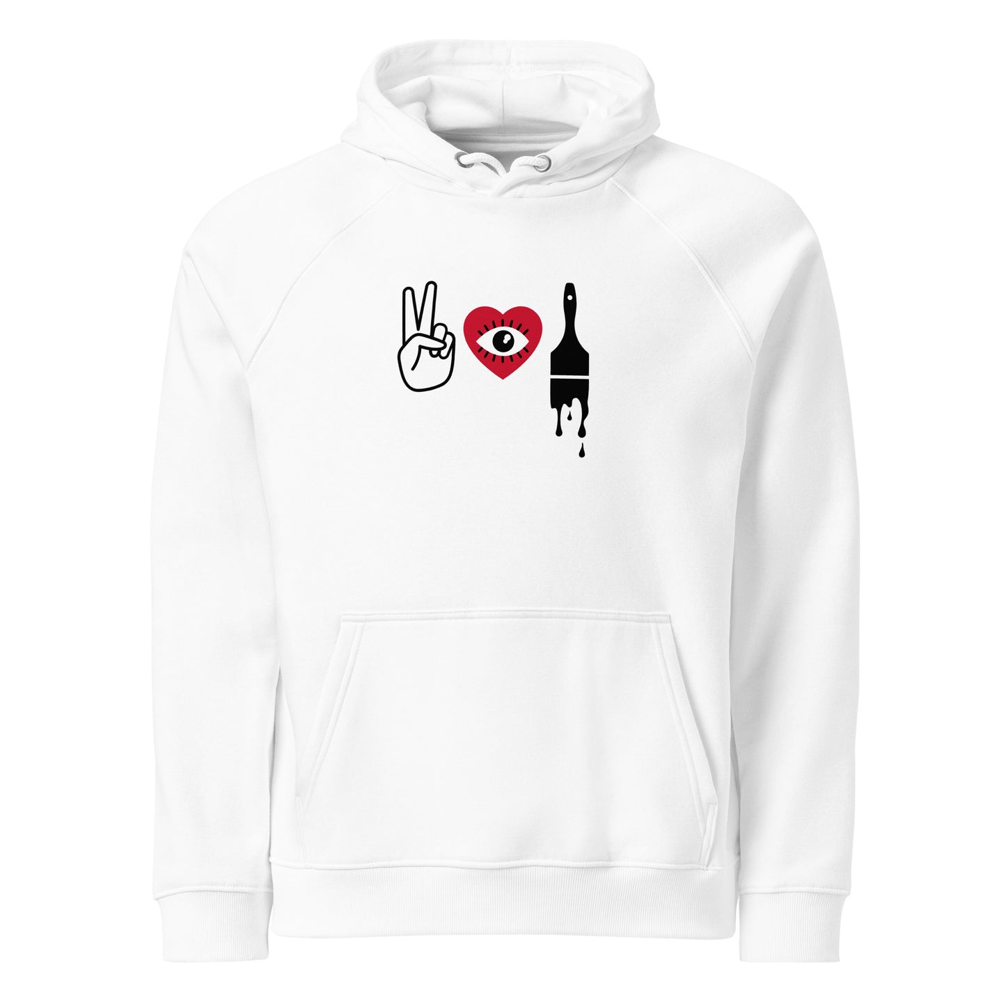 Peace, Love, Art Unisex eco raglan hoodie